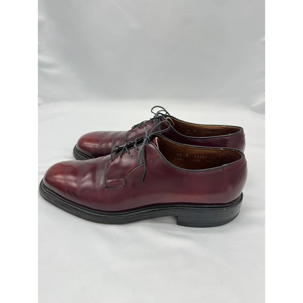 Allen Edmonds‎ Leeds Burgundy Leather Plain Toe Blucher Derby Mens 9.5 B 9548